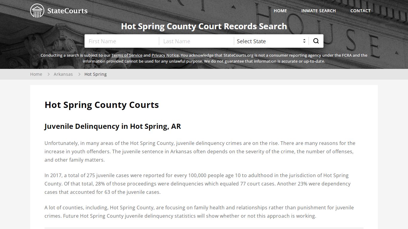 Hot Spring County, AR Courts - Records & Cases - StateCourts