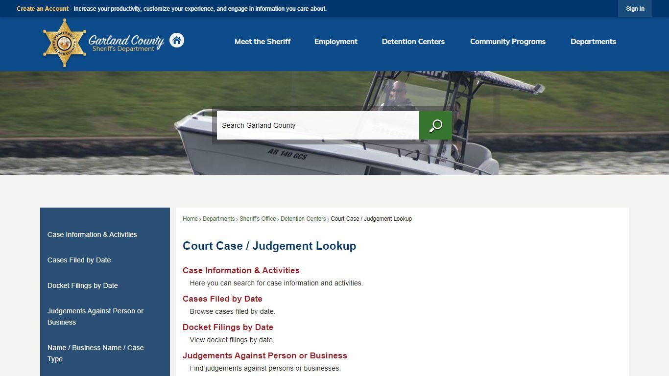 Court Case / Judgement Lookup | Garland County, AR